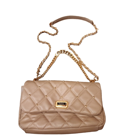 Badgley Mischka Handbags - Badgley Mishka Taupe Gray Quilted Shoulder Bag